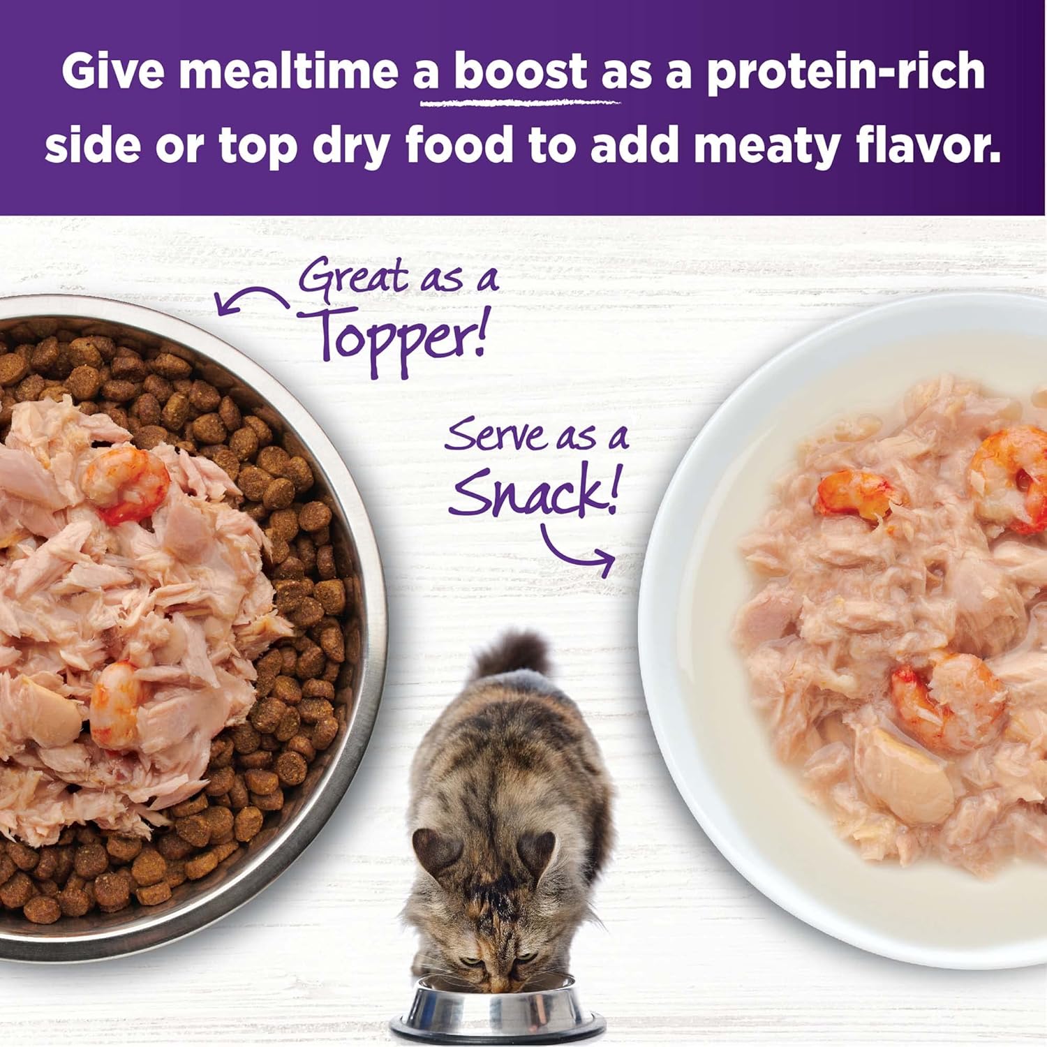 Wellness Bowl Boosters Grain Free Wet Cat Food Topper, Flaked Tuna & Shrimp Recipe in Broth, 1.75 Ounce Pouches (Pack of 12) : Grocery & Gourmet Food