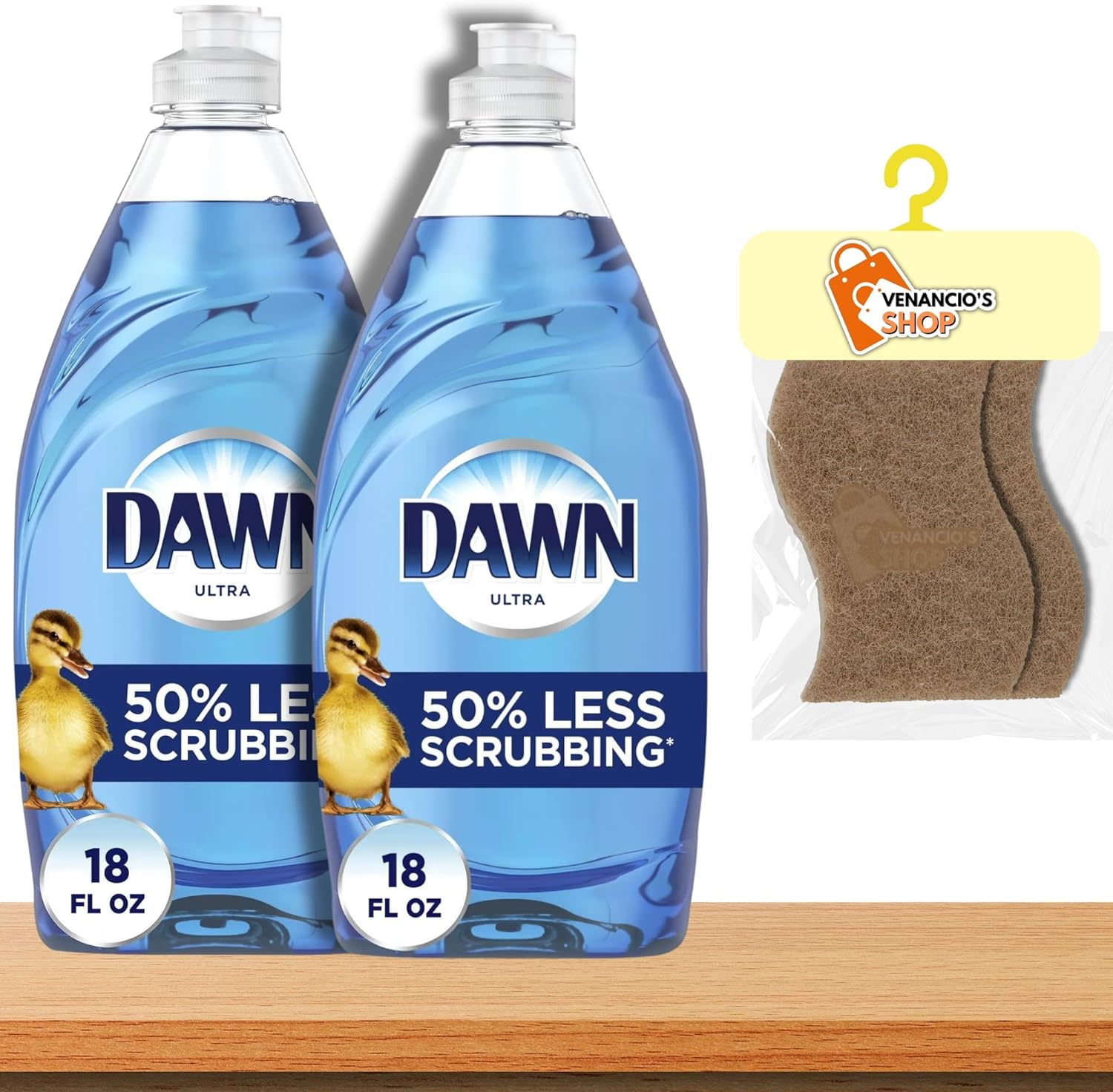 Dawn Ultra Dish Soap Dishwashing Liquid + Includes Venancio’sfridge Sticker and Cleaning Sponge (Original Scent 18 fl oz – Pack of 2)