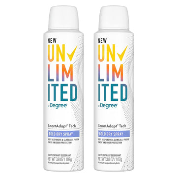 Degree Unlimited Antiperspirant Deodorant Dry Spray Bold 2 Count Long-Lasting Sweat & Odor Protection with Antiperspirant Technology SmartAdapt Tech 3.8 oz