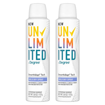 Degree Unlimited Antiperspirant Deodorant Dry Spray Bold 2 Count Long-Lasting Sweat & Odor Protection With Antiperspirant Technology Smartadapt Tech 3.8 Oz