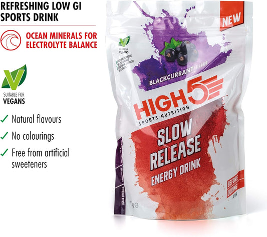HIGH5 Slow Release Energy Drink | Low Gi Sports Drink | Enhanced with Ocean Minerals | Slow Release Energy Supply (Blackcurrant, 1 kg)