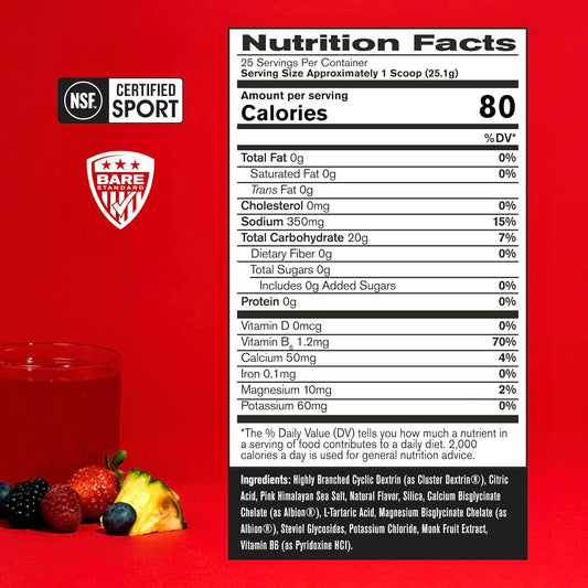 Bare Performance Nutrition, Bpn G.1.M Go One More Sport, Endurance Training Fuel, Superior Carbohydrate & Electrolytes Powder Formula, Reduce Fatigue, Fruit Punch, 25 Servings