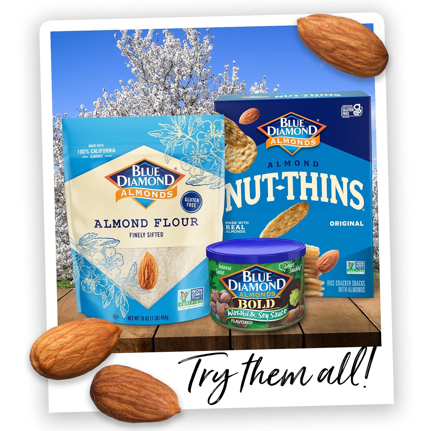 Blue Diamond Almonds Whole Natural Raw Snack Nuts, 100 Calorie Travel Bags, 32 Count