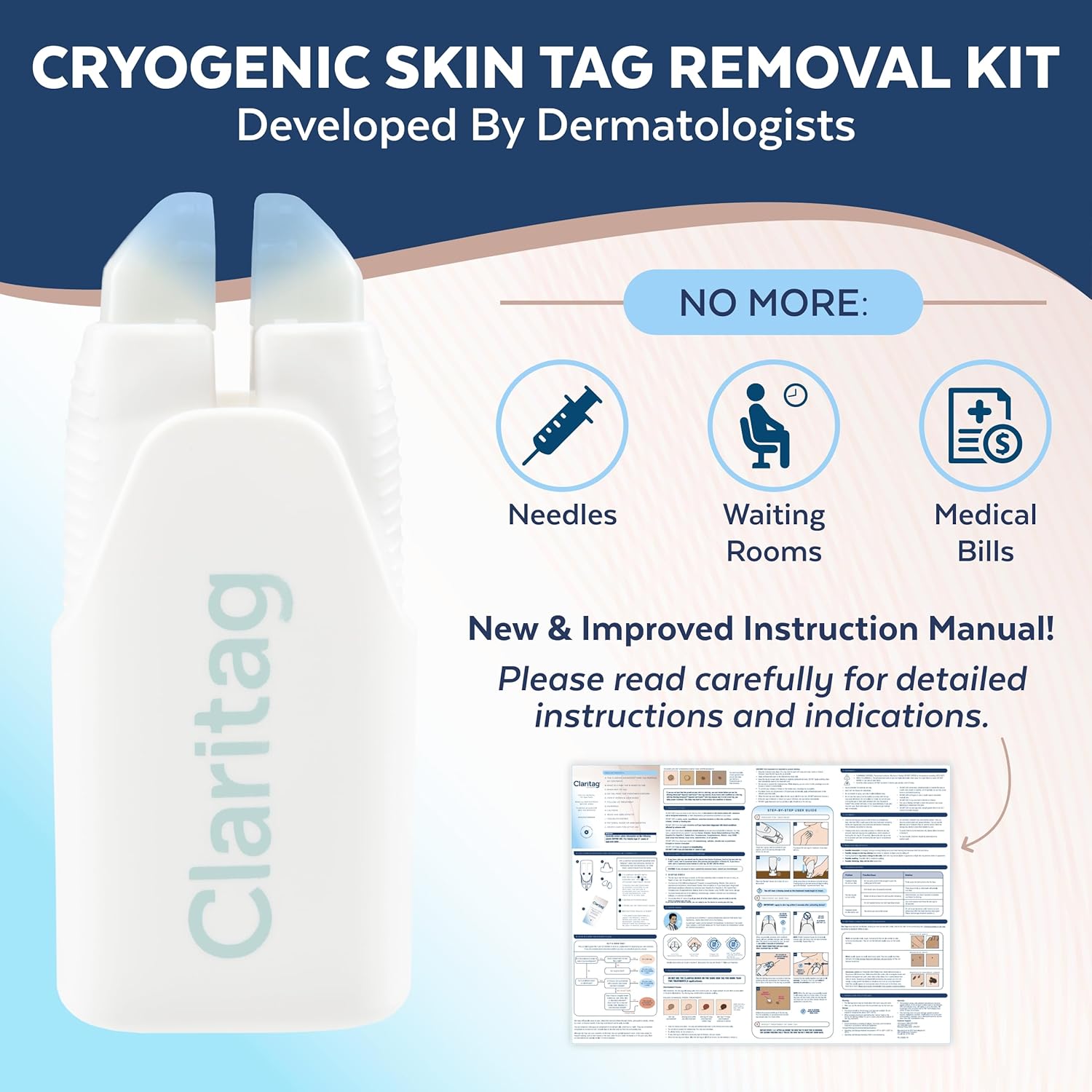 Claritag Advanced Skin Tag Remover - Fda-Cleared Device - Only For Skin Tag Removal - Works In 7-14 Days - Up To 10 Treatment Cycles - Cryogenic Freeze-Off Kit : Health & Household