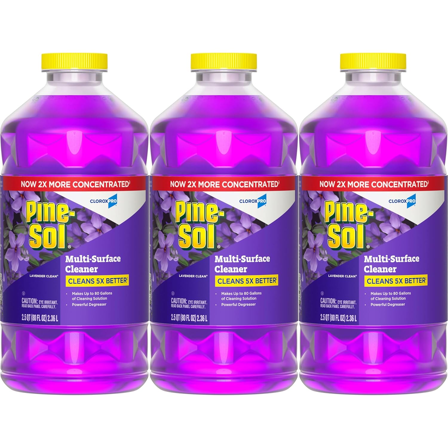 Pine-Sol Multi-Surface Cleaner, Cloroxpro, 2X Concentrated Formula, All-Purpose Cleaner, Lavender Clean, 80 Fl Oz, Pack Of 3