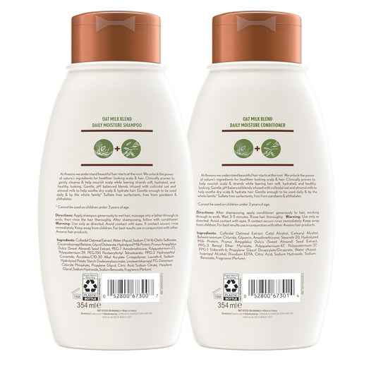 Aveeno Scalp Soothing Oat Milk Blend Shampoo & Conditioner Set For Daily Moisture And Light Nourishment, Sulfate Free, No Dyes Or Parabens, 12 Fl. Oz