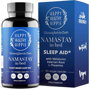 Namastay In Bed Natural Sleep Supplement – Valerian Root Sleep Aid | Non-Groggy, Plant-Based | Chamomile, Melatonin, L-Theanine, 60 Capsules