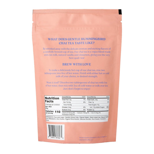 Chamberlain Coffee Gentle Hummingbird Chai Mix - Warm, Aromatic Vegan Chai With Oat Milk, Vanilla & Spices - Hot Or Iced Instant Chai Latte - 10Oz - 10 Servings