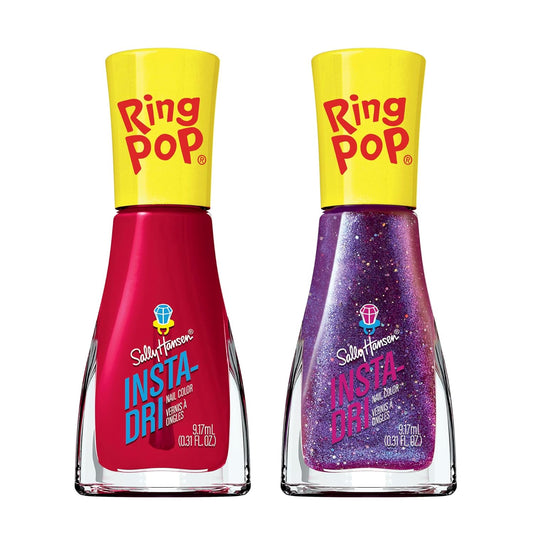 Sally Hansen Insta-Dri®, Ring Pop Nail Polish Duo, Quick Dry, Long Lasting, Streak-Free Shine, Red And Purple Nail Polishes