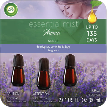 Air Wick Essential Mist Refill, 3 ct, Sleep, Essential Oils Diffuser, Air Freshener, Aroma
