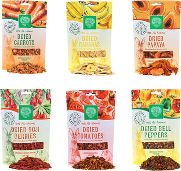 Small Pet Select - Dried Fruits And Veggies Sampler, A Natural Treat For Rabbits, Guinea Pigs, And Other Small Animals, Six Flavors! - 2Oz Each