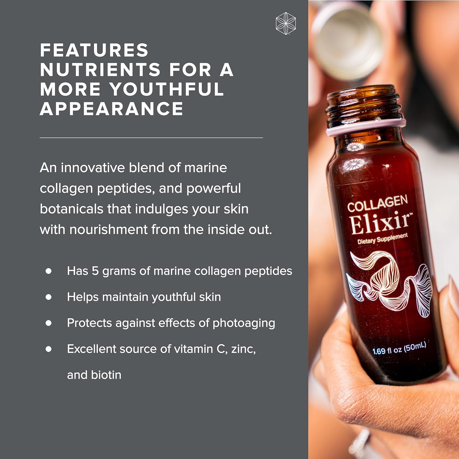 Isagenix Collagen Elixir - Drink With Marine Collagen Peptides - Support A Youthful Appearance With Vitamin C, Zinc & Biotin - 50 Ml : Health & Household