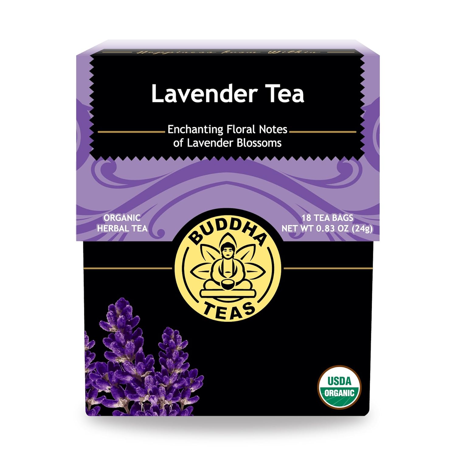 Buddha Teas Organic Lavender Tea - Ou Kosher, Usda Organic, Ccof Organic, 18 Bleach-Free Tea Bags