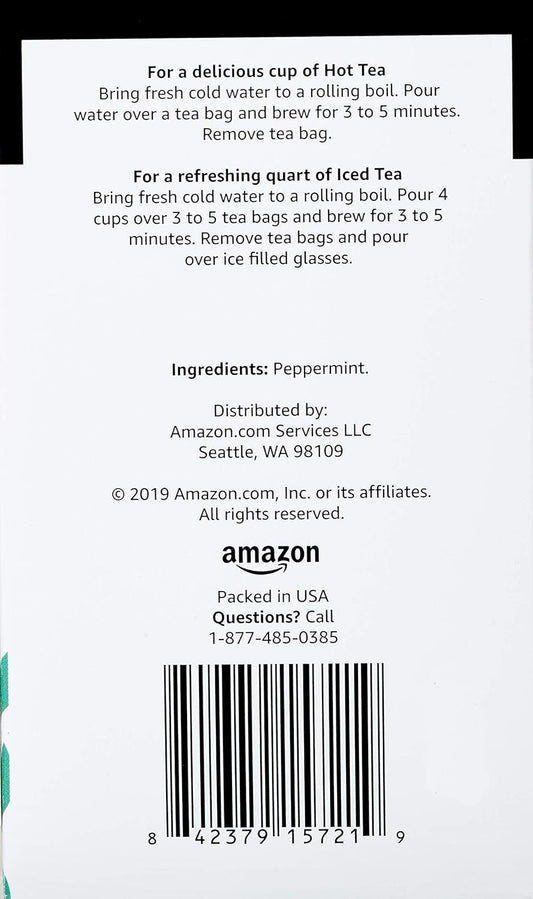 Amazon Brand - Happy Belly Peppermint Herbal Tea Bags, 20 Count (Previously Solimo)