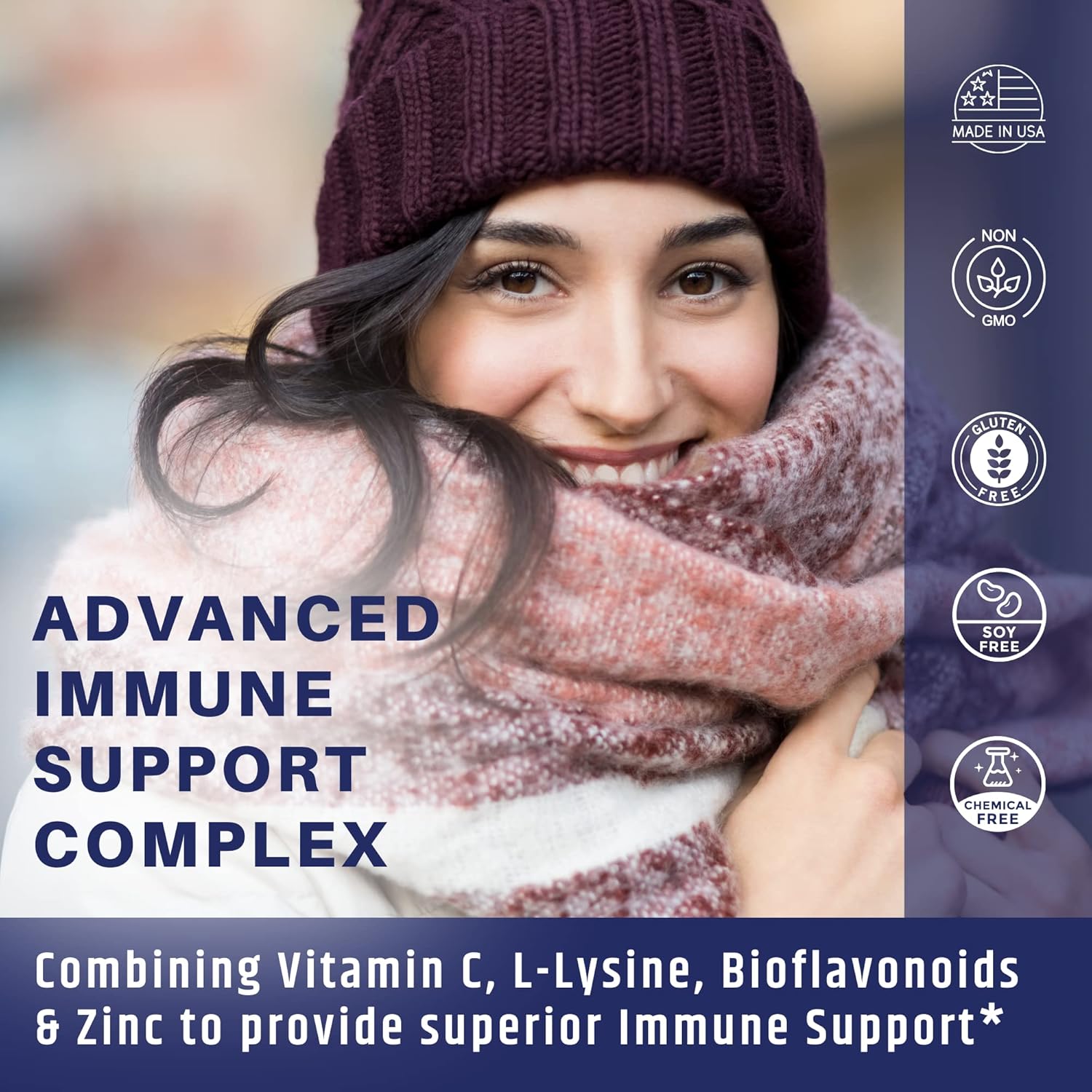 Vitamin C 1000Mg Complex With L-Lysine 500Mg, Zinc 12Mg, Bioflavonoids 300Mg. Doctor Formulated Magnesium Stearate Free Supplements For Healthy Immune System Support.(1) : Health & Household