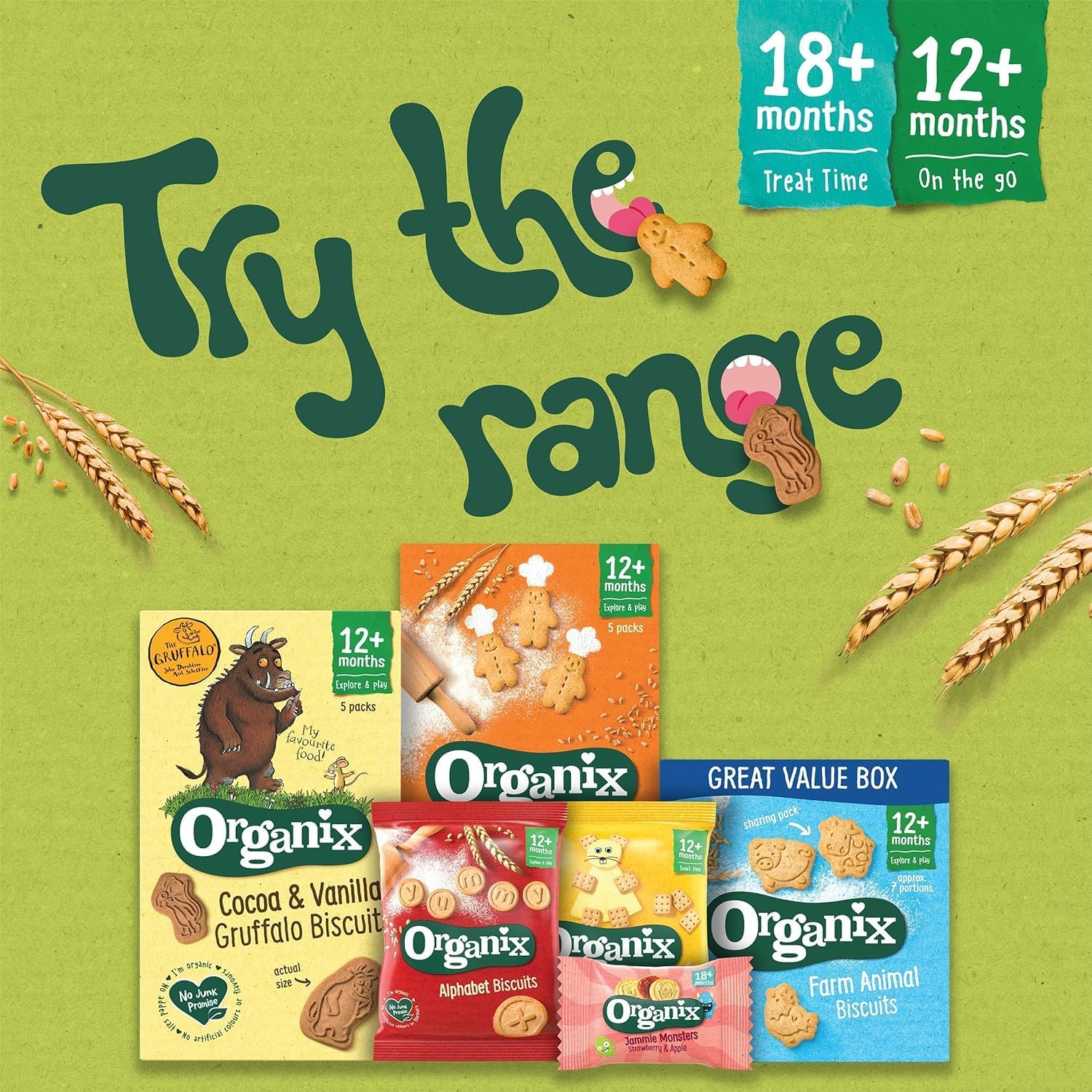 Organix Cocoa & Vanilla Gruffalo Biscuits, Organic Toddler Snacks, 12+ Months, Multipack, 5 x 20 g Bags Per Box (3 Boxes Total) : Amazon.co.uk: Grocery