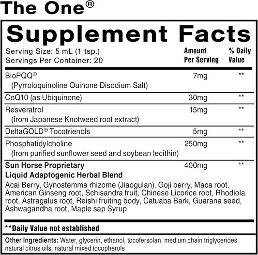 Quicksilver Scientific The ONE Mitochondrial Elixir - Mitochondria Supplement to Support Cellular Health with Phosphatidylcholine, Resveratrol, Reishi Mushroom & CoQ10 Liquid (3.38oz / 100ml) : Health & Household