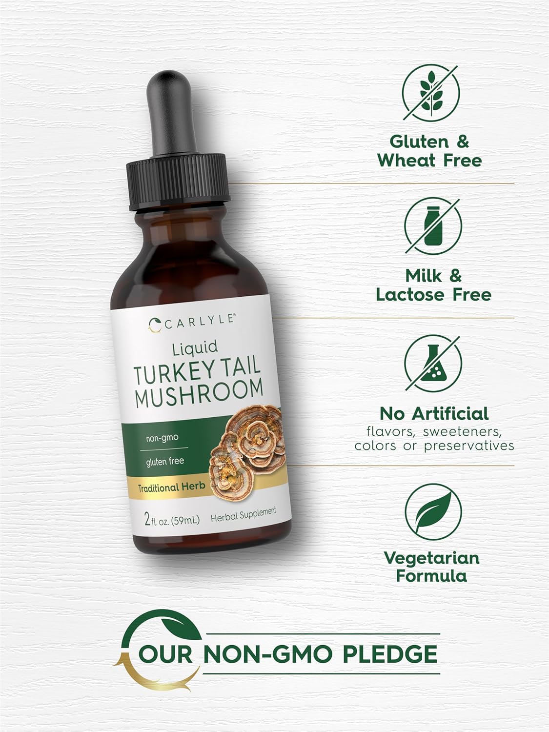 Carlyle Turkey Tail Mushroom Liquid Extract | 2 FL Oz | Vegetarian Tincture | Non-GMO, Gluten Free : Health & Household