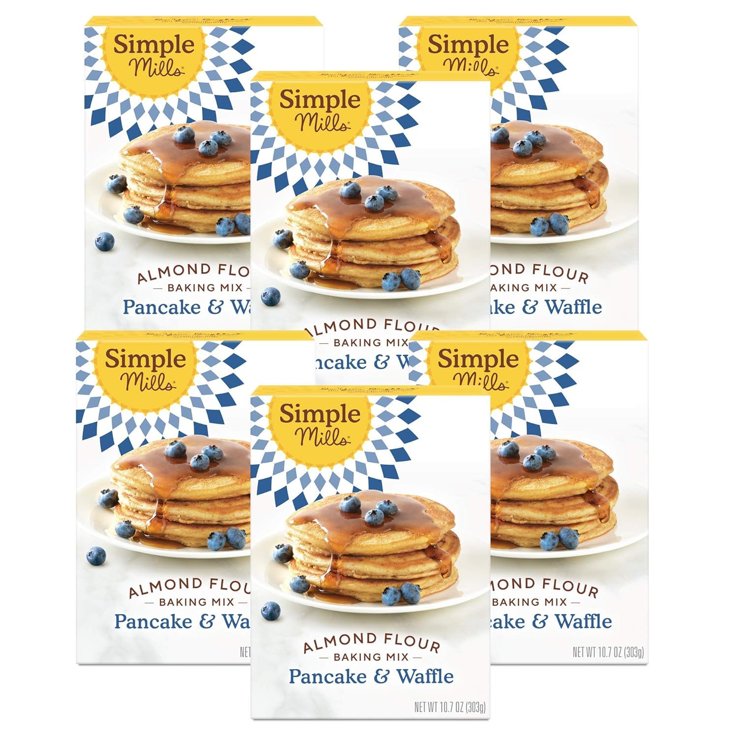 Simple Mills Almond Flour Pancake & Waffle Mix, Original - Gluten Free, Plant Based, Paleo Friendly, Breakfast 10.7 Ounce (Pack of 6)