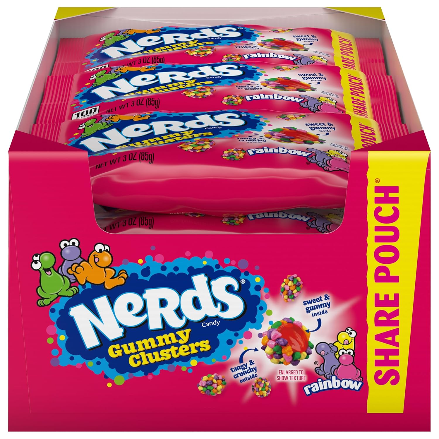 Nerds Gummy Clusters, Candy, Rainbow, Crunchy And Gummy, Back To School Sweet Treat, 3 Oz