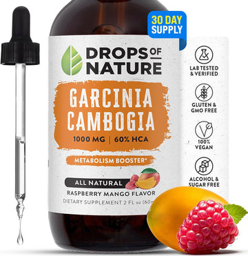 Garcinia Cambogia - Appetite Suppressant for Weight Loss - Stronger Than Pills & Capsules (60% HCA) 4X Ultra Concentrated Liquid Supplement - Carb Blocker - 2 fl. oz. Natural Raspberry Mango