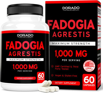 Fadogia Agrestis Extract 1000Mg Per Serving - [Maximum Strength] - Strength, Drive, Athletic Performance, Muscle Mass - Third Party Tested - Zero Fillers - Gluten Free, Non-Gmo, Vegan Capsules