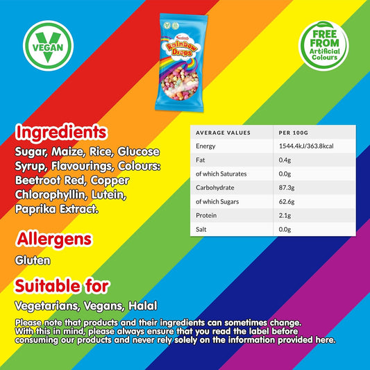 Swizzels Giant Rainbow Drops 8 X 70G Bags, Individually Wrapped Bulk Buy Sweets Multipack