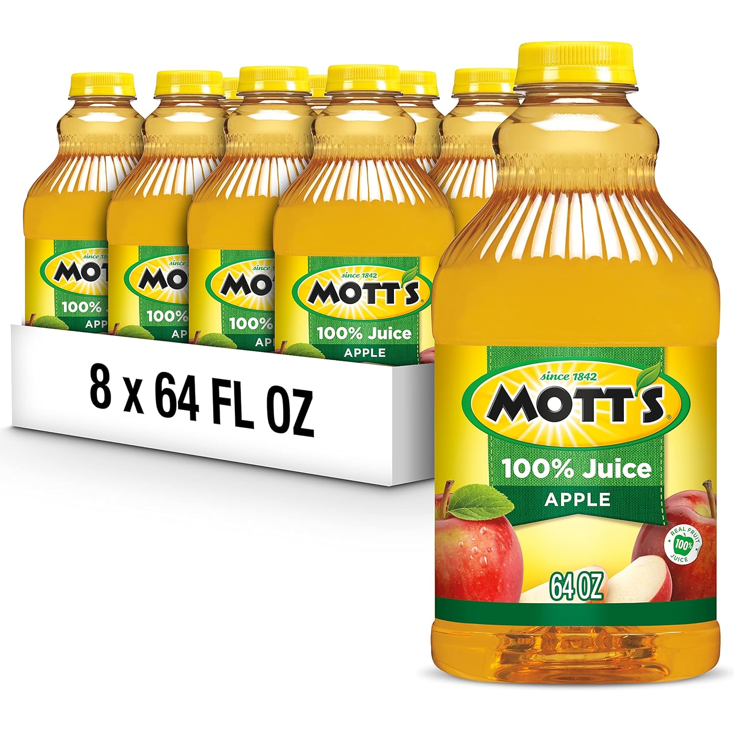 Mott'S 100% Original Apple Juice, 64 Fl Oz Bottle (Pack Of 8), 2 Servings Of Fruit Per Cup, 100% Fruit Juice, Gluten-Free, Caffeine-Free, Kosher, And Contains No Artificial Colors Or Sweeteners