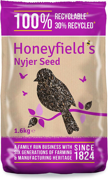 Bird Food - Nyjer Seed, High in Energy, Protein, and Oils, Great for Hanging Nyjer Seed Feeders, Can be Fed on Its Own or Added to Mixes, Bulk Bag (1.6kg) - Honeyfield’s?71050361