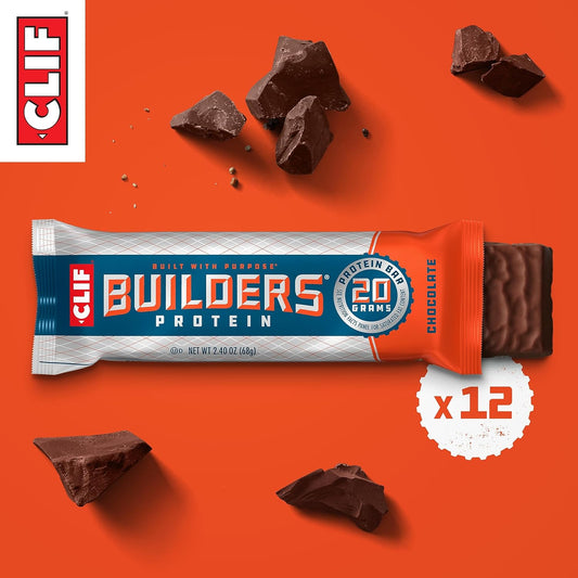 Clif Builders - Chocolate Flavor - Protein Bars - Gluten-Free - Non-Gmo - Low Glycemic - 20G Protein - 2.4 Oz. (12 Count)