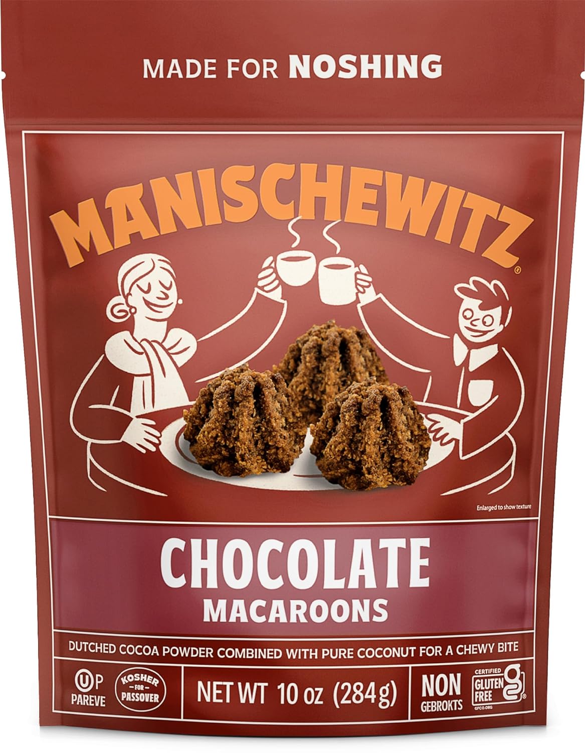 Manischewitz Chocolate Macaroons, 10 oz | Coconut Macaroons | Resealable Bag | Dairy Free | Gluten Free Coconut Cookie | Kosher for Passover