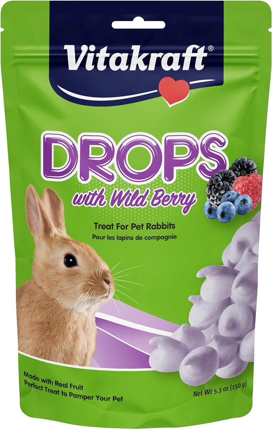 Vitakraft Drops Rabbit Treat - Wild Berry - Yogurt Treats For Rabbits Purple 5.3 Ounce (Pack Of 1)