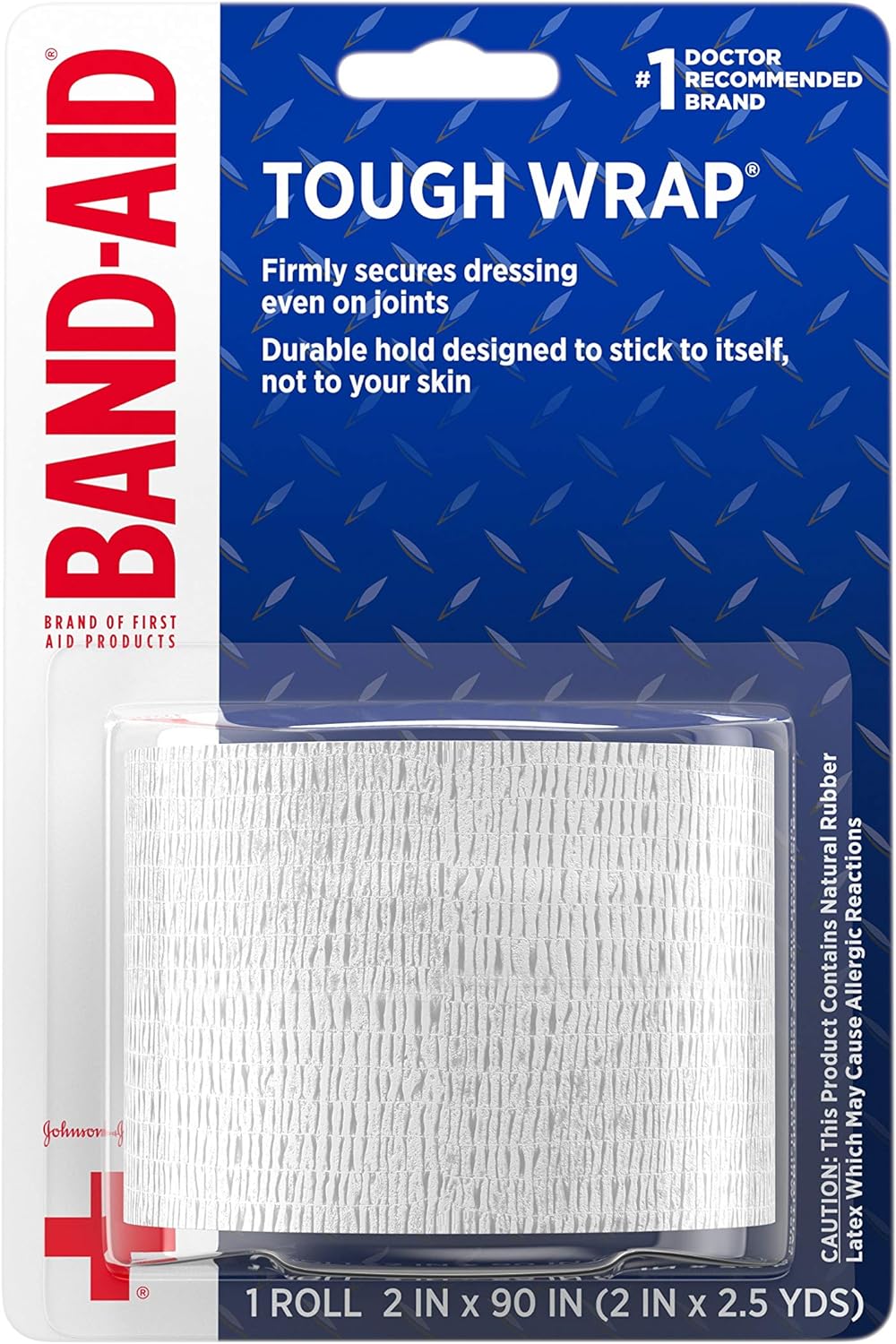 Band-Aid Brand Of First Aid Products Tough Wrap Self-Adhesive Bandage Wrap, Elastic & Water-Resistant For Minor Wound Care & Dressing, Flexible Fabric, Lightweight, Durable, 2 In By 2.5 Yd