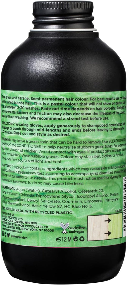 Bleach London Green Juice - Pastel Mint Green Hair Dye - Vegan & Peta-Approved Semi-Permanent Direct Dye - 150 Ml