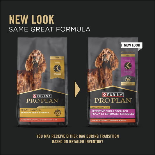 Purina Pro Plan Sensitive Skin and Stomach Dry Dog Food Senior Adult 7 Plus Salmon and Rice Formula - 24 lb. Bag