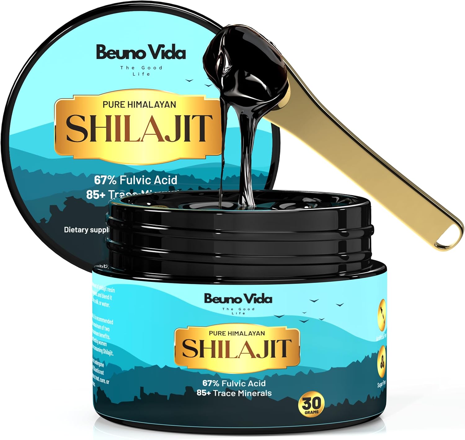 Pure Himalayan Organic Shilajit Resin For Men & Women - 100% Authentic, 3Rd Party Lab Tested, Natural Grade-A Supplement For Energy & Immune Support - Fulvic Acid & Trace Minerals - 30 Grams