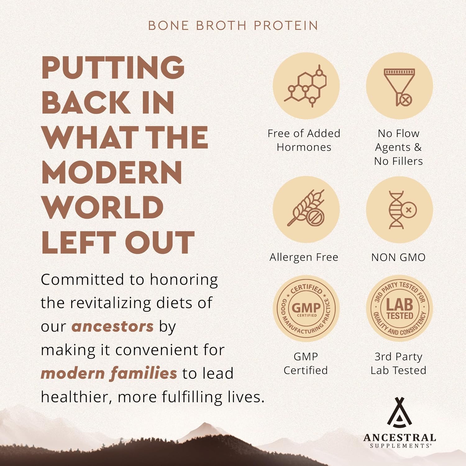 Ancestral Supplements Grass Fed Protein Powder, Chocolate, Beef Bone Broth Based W/Beef Organs & Organic Mushrooms, Gut Health Support, High Protein Supplement, 20G Protein Per Serving, 30 Day Supply : Health & Household