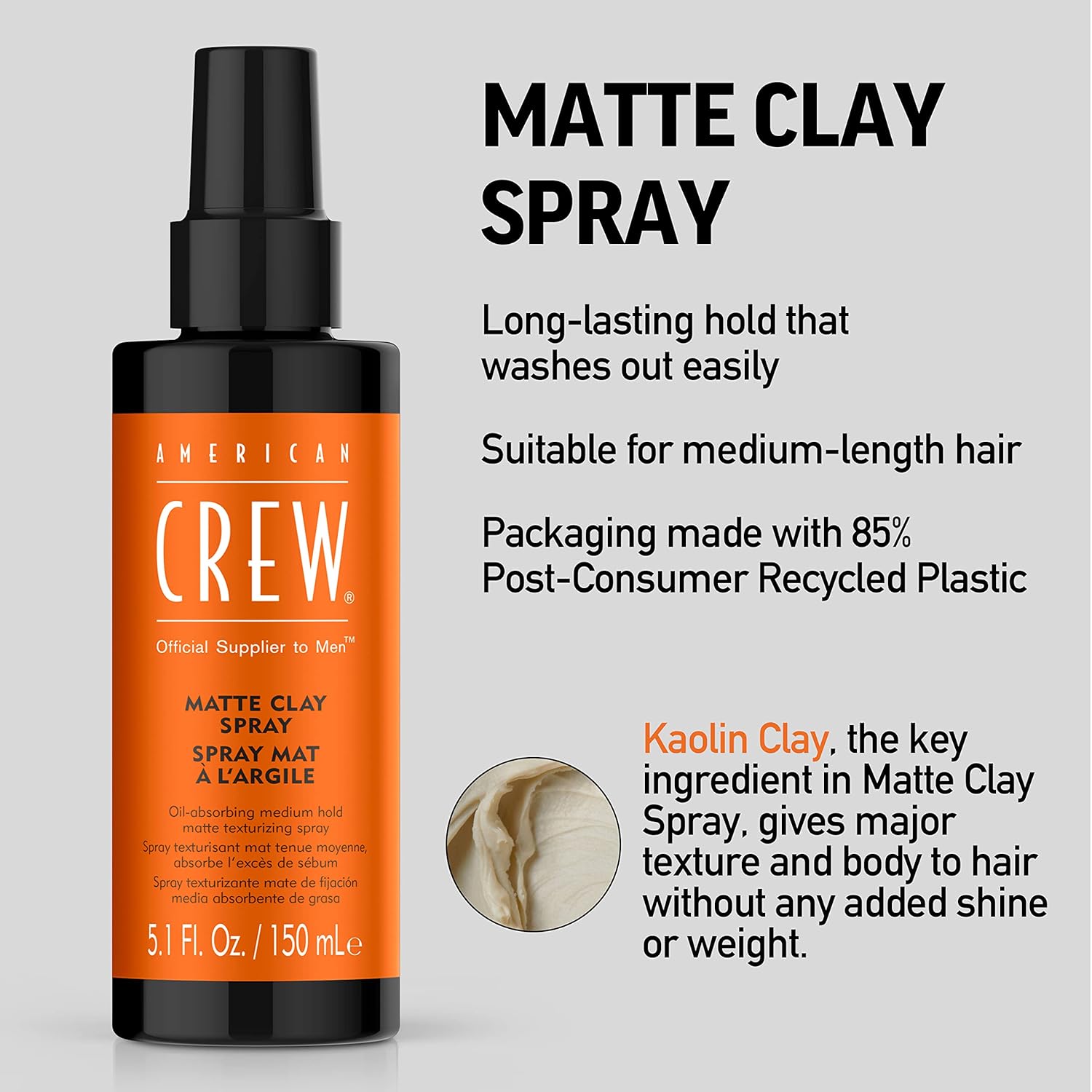 American Crew Matte Clay Spray 5.1 Fl Oz (Pack of 1) : Beauty & Personal Care