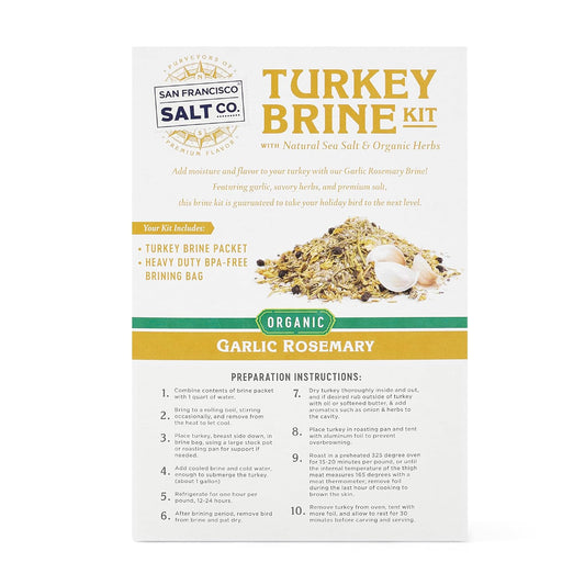 Organic Turkey Brine Kit - 16 Oz. Garlic Rosemary Brine With Bpa-Free Brine Bag By San Francisco Salt Company