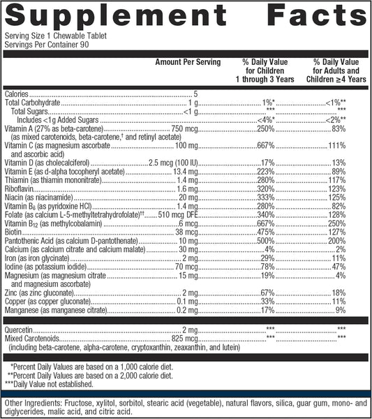 Metagenics Multigenics Chewable - Chewable Vitamins & Minerals - Multivitamins For Kids & Adults - Minerals & Iron Supplement - Non-Gmo & Gluten-Free - Outrageous Orange Flavor - 90 Tablets