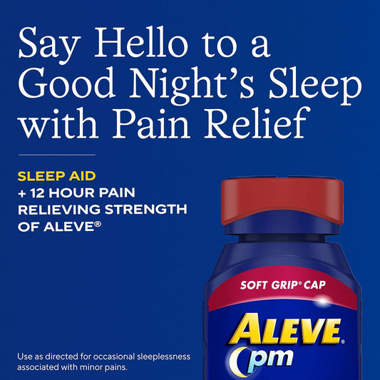 Aleve PM Sleep Aid Plus Pain Reliever Caplets, Naproxen Sodium & Diphenhydramine HCl, Pain Reliever, Nighttime Pain Relief, 120 Count
