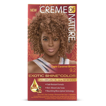 Creme of Nature, Exotic Shine Hair Color, 9.2 Light Caramel Brown, with Argan Oil from Morocco, 1 Application : Chemical Hair Dyes : Beauty & Personal Care