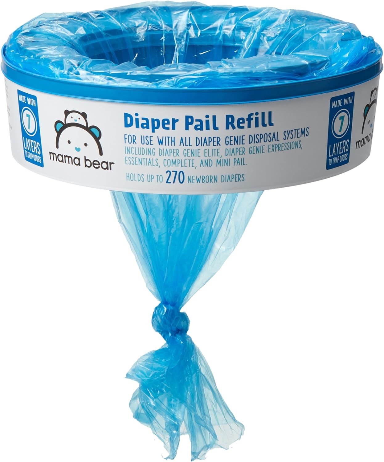 Mama Bear Diaper Pail Refills for Genie Pails, Unscented, 270 Count (Pack of 1) : Baby