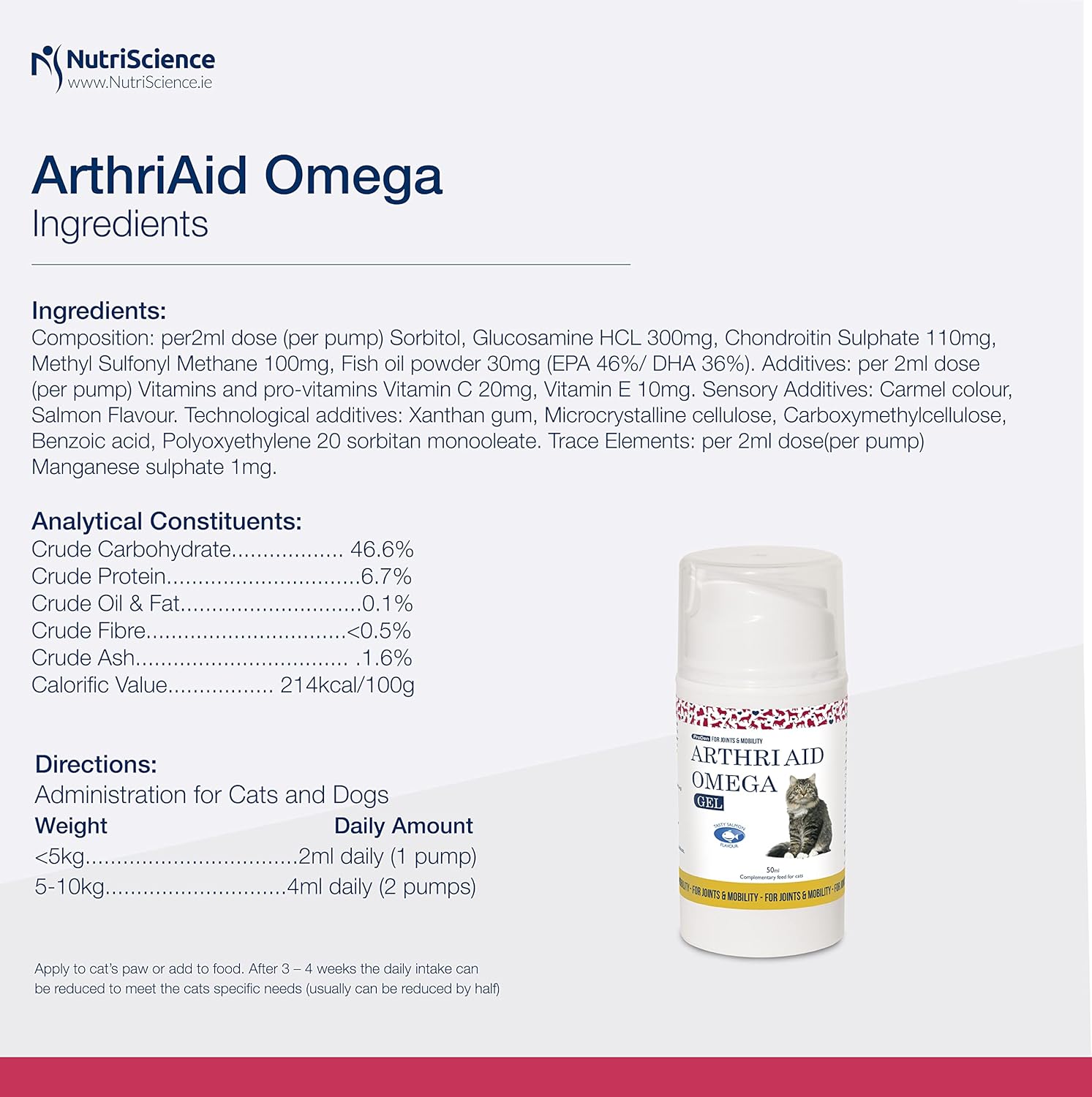 Swedencare UK ArthriAid Omega Cat Gel 50 ml for Cats Joints and Mobility Supplement :Pet Supplies