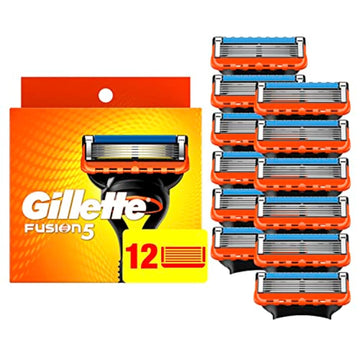 Gillette Fusion5 Razor Refills For Men, 12Ct Cartridges, Lubrication Strip, Precision Trimmer For Men, 5-Bladed Refill Blades For Close Shave