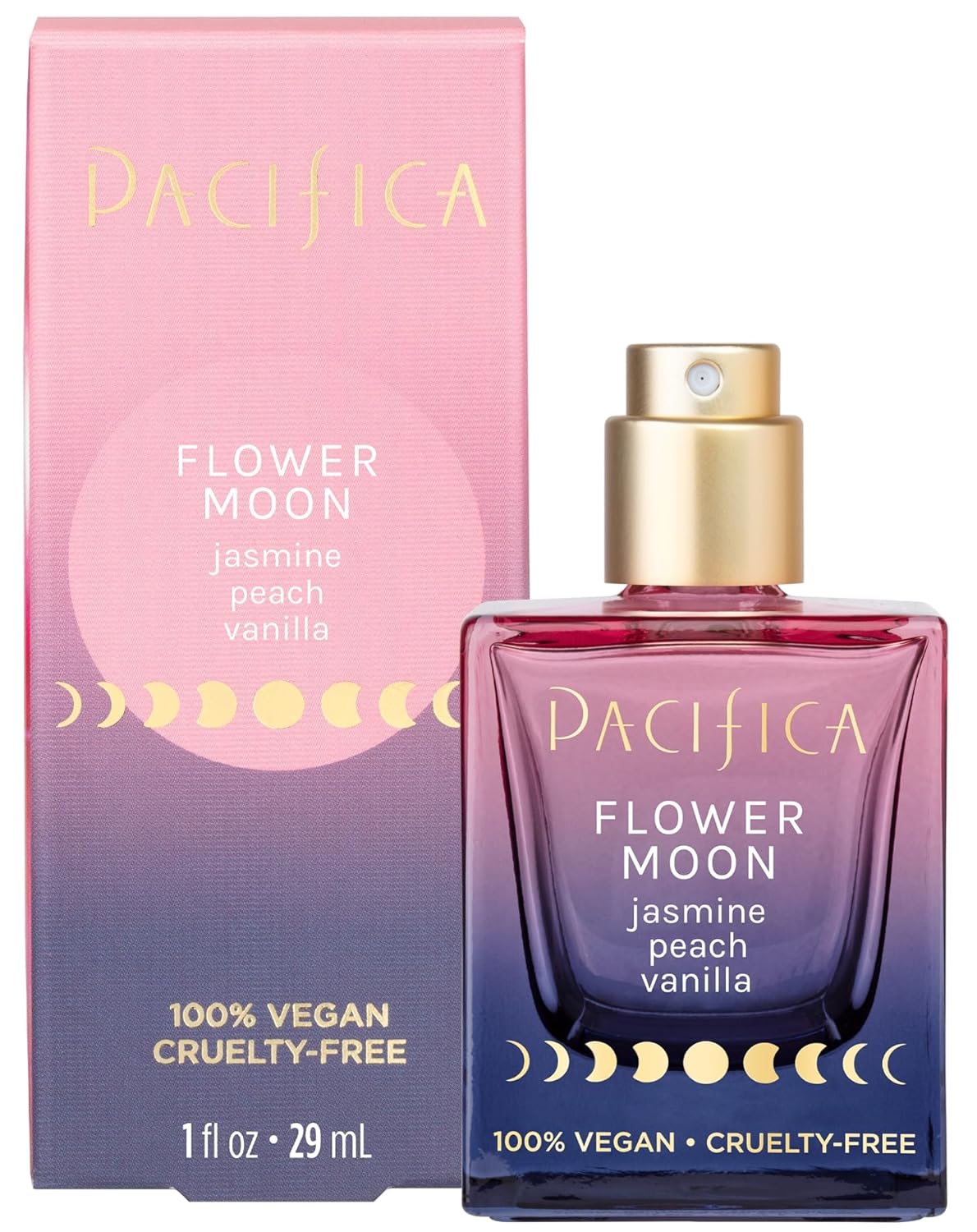 Pacifica Beauty Flower Moon Spray Perfume - Passion, Euphoria, Jasmine, Peach, Vanilla, Musk - Clean, Vegan, 1 Fl Oz