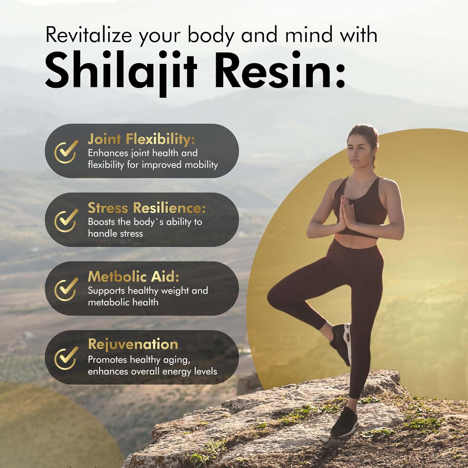 Organic Himalayan Shilajit Resin With Fulvic Acid, Humic Acid, 85+ Minerals- Gold Grade Plus - 100G, 1000 Mg Per Serving - Energy, Stamina, Brain Support - Made In The Usa