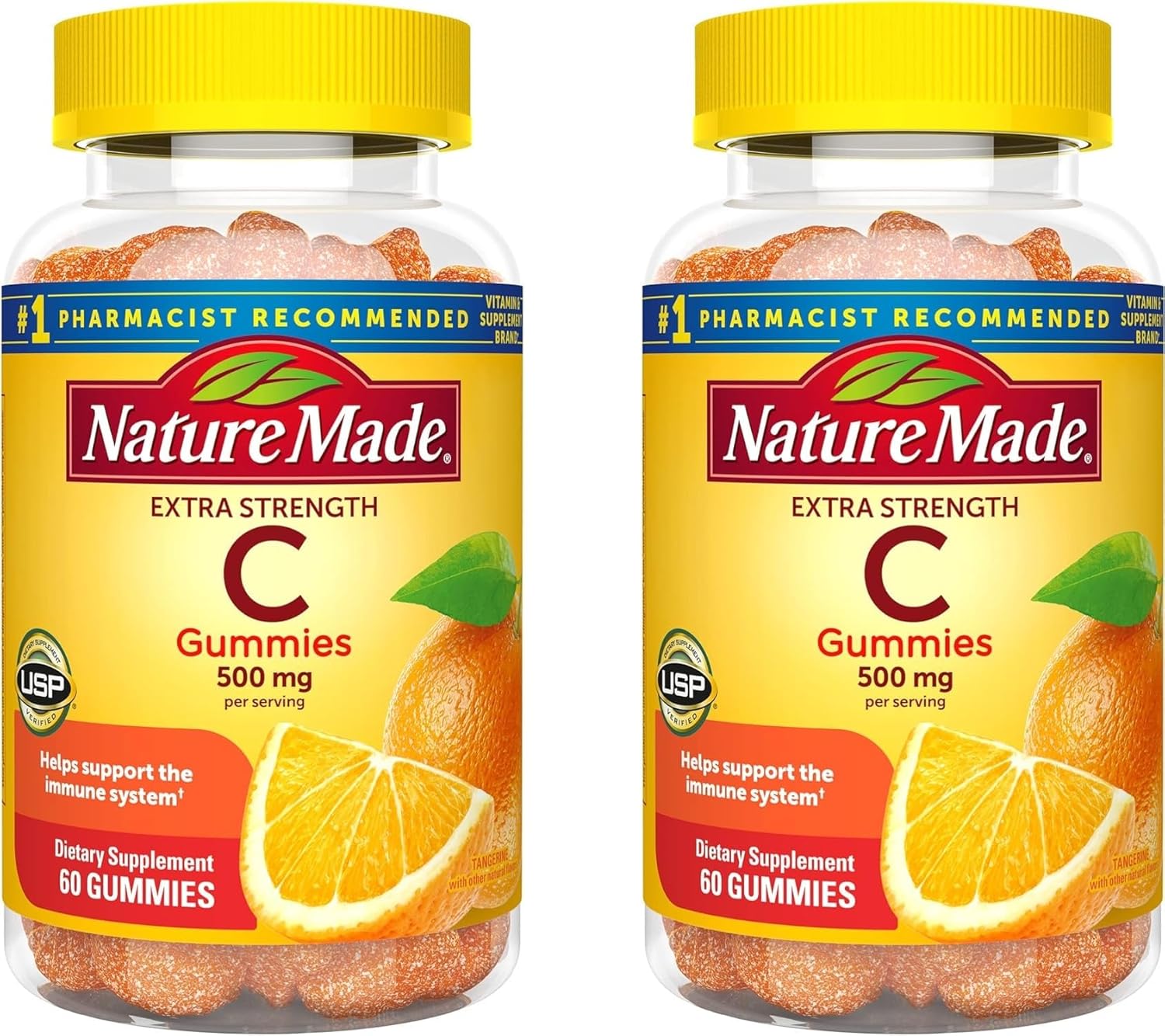 Nature Made Extra Strength Dosage Vitamin C 500 Mg Per Serving, Dietary Supplement For Immune Support, 60 Gummies, 30 Day Supply (Pack Of 2)