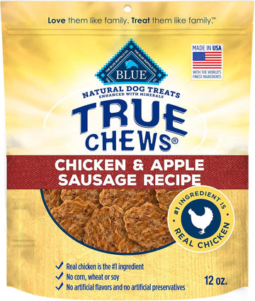 Blue Buffalo True Chews Dog Treats, Made In The Usa With Natural Ingredients, Chicken And Apple Sausage Recipe, 12-Oz. Bag