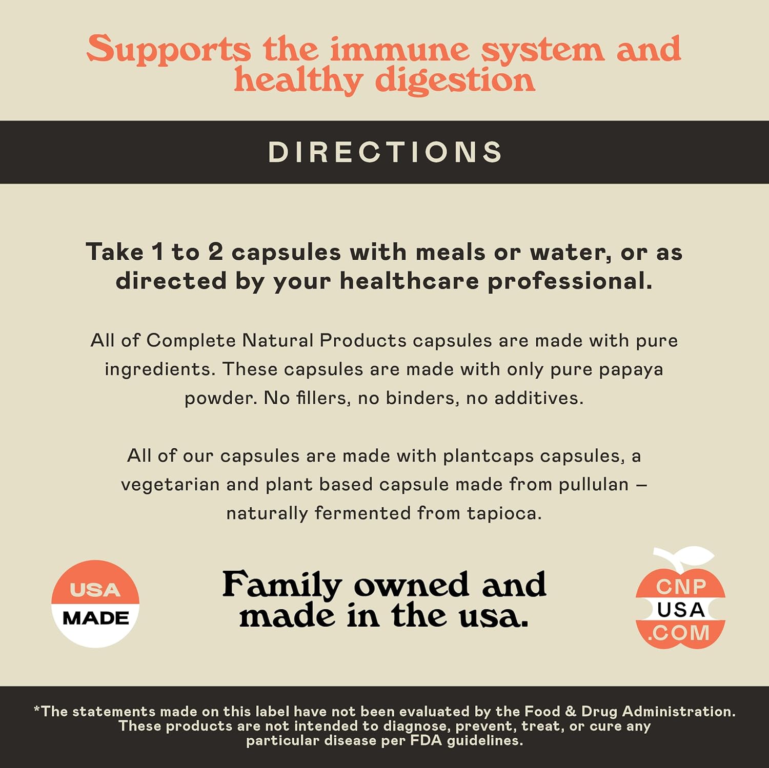 Complete Natural Products Organic Papaya Enzymes & Papain Enzyme Capsules - 500mg 100 Pills, Organic Papaya Powder Digestive Super Fruit Capsules : Health & Household